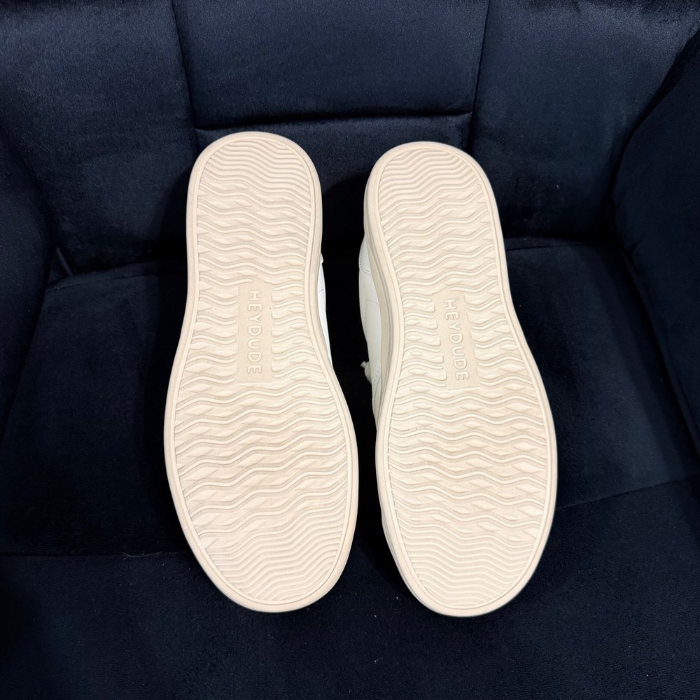 HeyDude Women's White Lace-Up Sneakers with Leopard Details - Picture 3 of 4